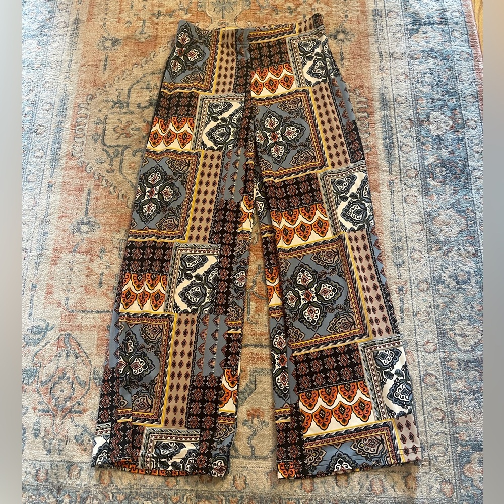 Anthro Fig & Flower Bohemian Patchwork Wide-Leg Pants